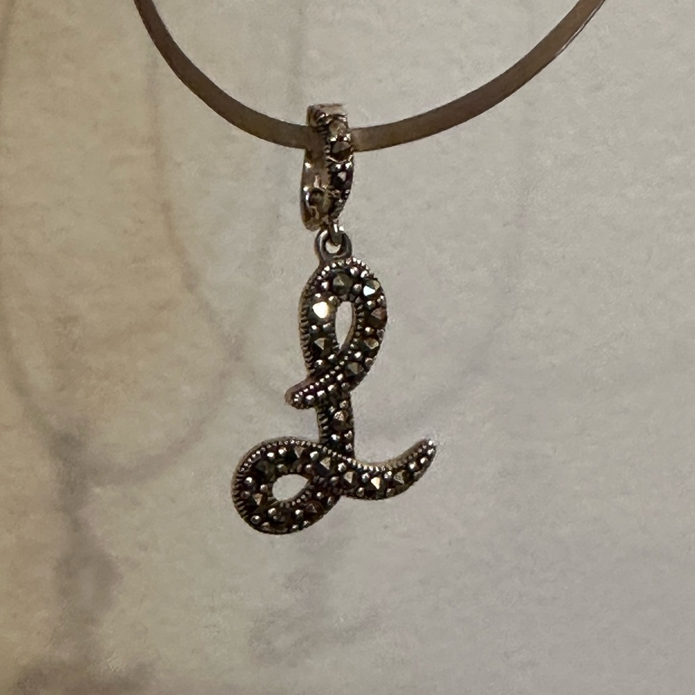 Marcasite/pyrite Initial L Enhancer/Pendant/charm